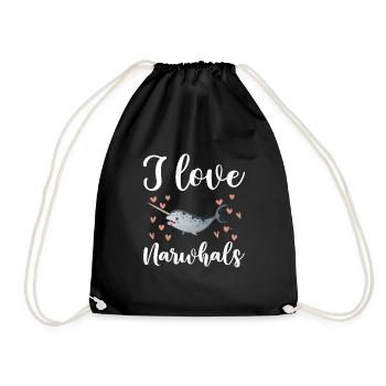 Ich Liebe Narwale - Turnbeutel - Schwarz - Vorne