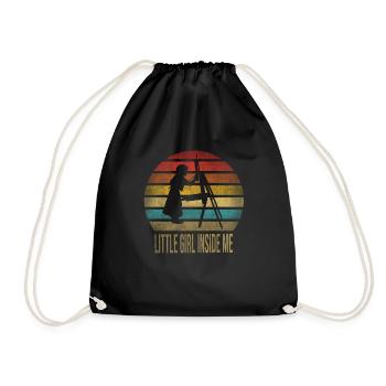 Peinture Petite Fille à l’intérieur Arts Rétro Coucher de Soleil - Sac de sport léger - noir - Devant