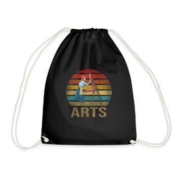 Peinture Petite Fille à l’intérieur Arts Rétro Coucher de Soleil - Sac de sport léger - noir - Devant