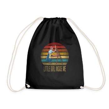 Peinture Petite Fille à l’intérieur Arts Rétro Coucher de Soleil - Sac de sport léger - noir - Devant