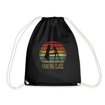 Peinture Petite Fille à l’intérieur Arts Rétro Coucher de Soleil - Sac de sport léger - noir - Devant