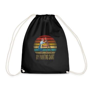 Peinture Petite Fille à l’intérieur Arts Rétro Coucher de Soleil - Sac de sport léger - noir - Devant