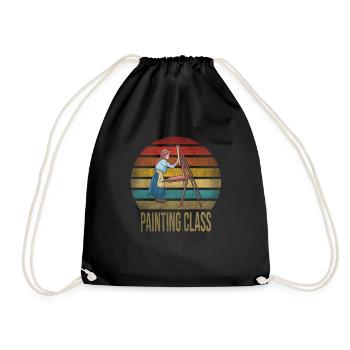 Peinture Petite Fille à l’intérieur Arts Rétro Coucher de Soleil - Sac de sport léger - noir - Devant