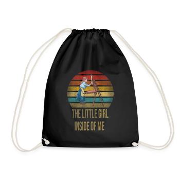 Peinture Petite Fille à l’intérieur Arts Rétro Coucher de Soleil - Sac de sport léger - noir - Devant
