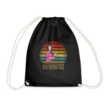 Math Teacher Mathematics School Retro Sunset - Drawstring Bag - black - Front