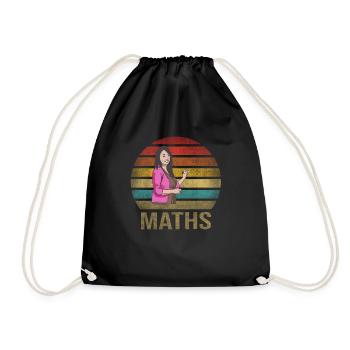 Math Teacher Mathematics School Retro Sunset - Drawstring Bag - black - Front