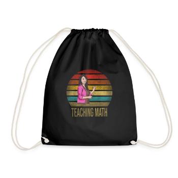 Math Teacher Mathematics School Retro Sunset - Drawstring Bag - black - Front