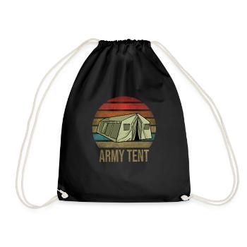 Military Tent Army Retro Sunset Vintage - Drawstring Bag - black - Front