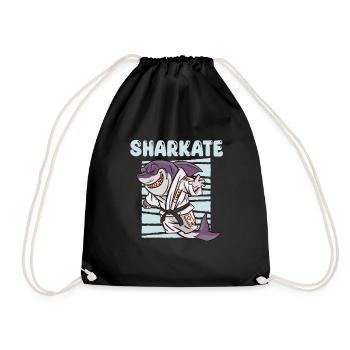 Sharkate Lustiger Karate-haifisch - Turnbeutel - Schwarz - Vorne