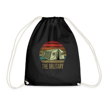 Military Tent Army Retro Sunset Vintage - Drawstring Bag - black - Front