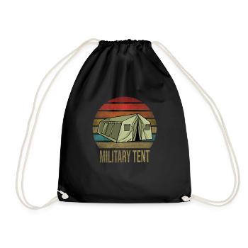 Military Tent Army Retro Sunset Vintage - Drawstring Bag - black - Front