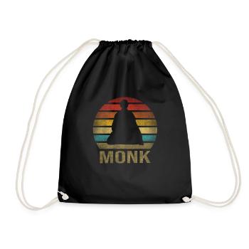 Monk Buddhist Monk Buddhism Meditation - Drawstring Bag - black - Front