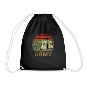 Military Tent Army Retro Sunset Vintage - Drawstring Bag - black - Front