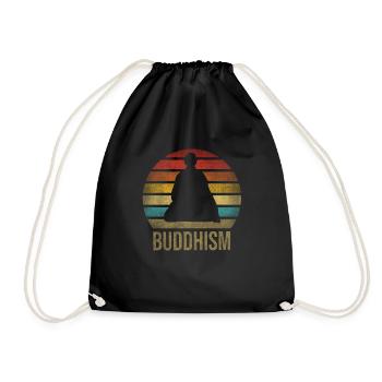 Monk Buddhist Monk Buddhism Meditation - Drawstring Bag - black - Front
