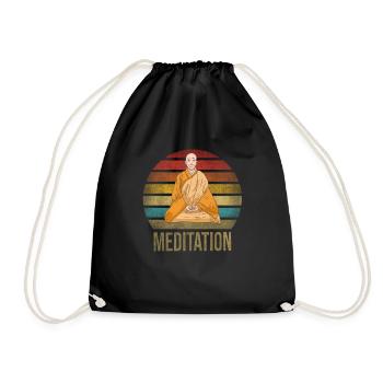 Monk Buddhist Monk Buddhism Meditation - Drawstring Bag - black - Front