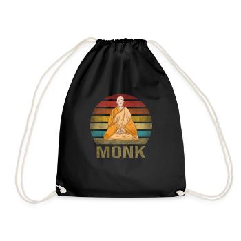 Monk Buddhist Monk Buddhism Meditation - Drawstring Bag - black - Front