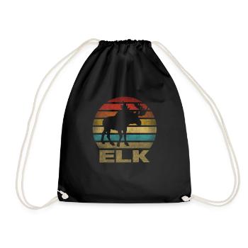 Moose Elk Deer Animal Retro Sunset - Turnbeutel - Schwarz - Vorne