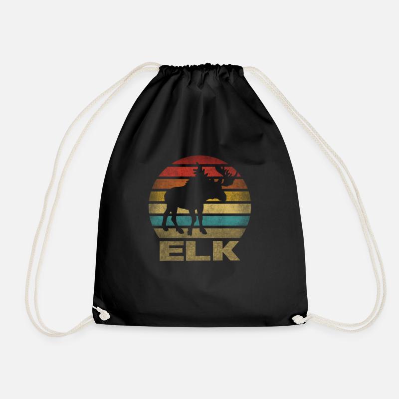 Moose Elk Deer Animal Retro Sunset - Turnbeutel - Schwarz
