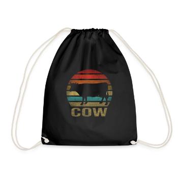 Muscle Cow Animal Retro Sunset - Turnbeutel - Schwarz - Vorne