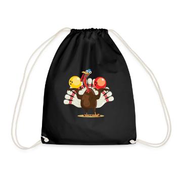 Bowl-design For Bowler Bowling players Turkey - Drawstring Bag - black - Front
