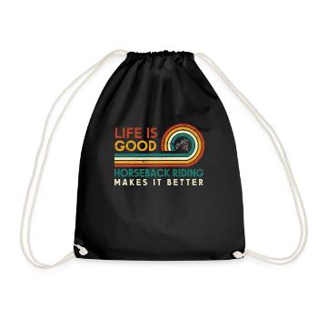 Life is good riding makes it better - Drawstring Bag - black - Front