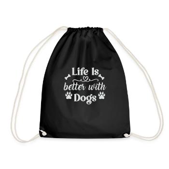 Life is better with dogs - Drawstring Bag - black - Front