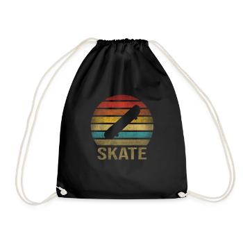 Skateboard Skate Or Die Retro Sunset - Drawstring Bag - black - Front