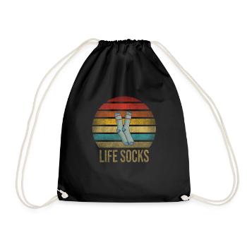 Sock Life Socks Retro Sunset Vintage - Drawstring Bag - black - Front