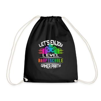 Level HAUPTSCHULE keep calm and game on - Turnbeutel - Schwarz - Vorne