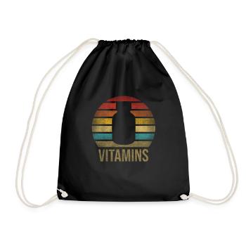 Vitamins Pills Retro Sunset Vintage - Turnbeutel - Schwarz - Vorne