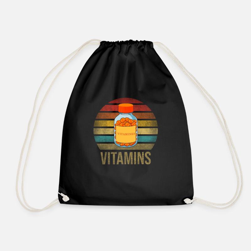 Vitamins Pills Retro Sunset Vintage - Turnbeutel - Schwarz