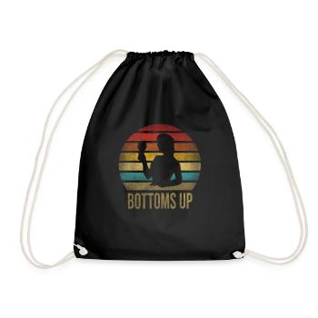 Boire du vin Fun Alcohol Woman Retro Sunset - Sac de sport léger - noir - Devant