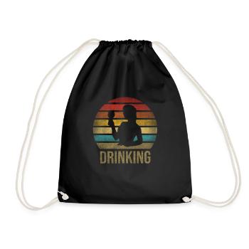 Boire du vin Fun Alcohol Woman Retro Sunset - Sac de sport léger - noir - Devant