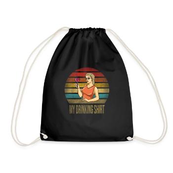 Boire du vin Fun Alcohol Woman Retro Sunset - Sac de sport léger - noir - Devant