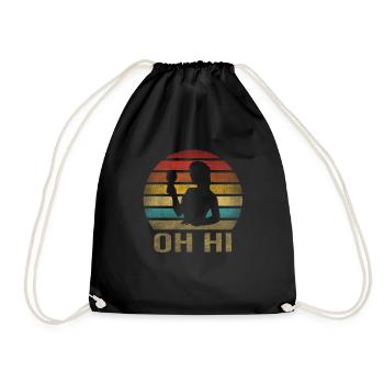 Drinking Wine Fun Alcohol Woman Retro Sunset - Drawstring Bag - black - Front