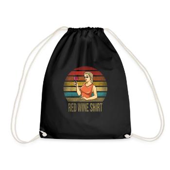 Drinking Wine Fun Alcohol Woman Retro Sunset - Drawstring Bag - black - Front