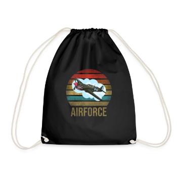Airplane Historic World War II Flying Pilot WWII - Drawstring Bag - black - Front
