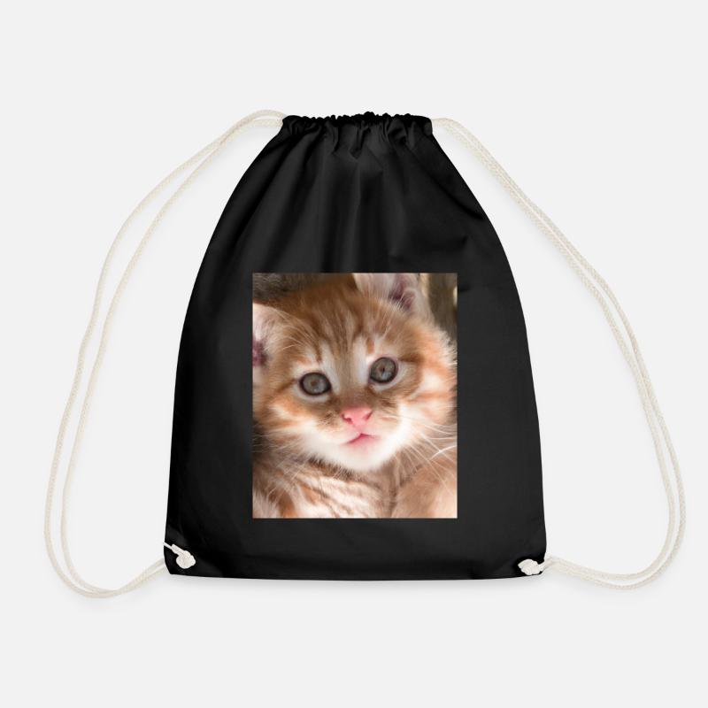 Cute cat - Drawstring Bag - black