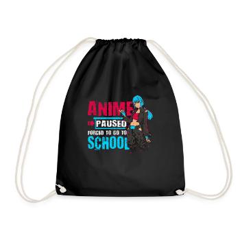 Anime Paused Forced, For Animation To School - Drawstring Bag - black - Front