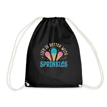 Life Is Better With Sprinkles Ice Cream Lover - Drawstring Bag - black - Front