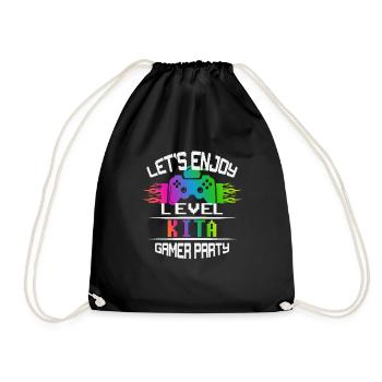 Level KITA keep calm and game on - Drawstring Bag - black - Front