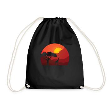 Giraffe Savannah - Drawstring Bag - black - Front