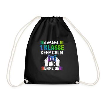 Level 1. CLASS keep calm and game on - Drawstring Bag - black - Front
