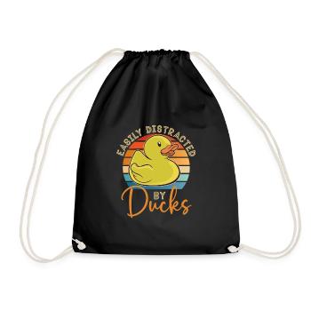 Easily Distracted By Ducks Duck Lover Ducks Farm - Drawstring Bag - black - Front