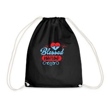 NURSE Blessed nurse - Drawstring Bag - black - Front
