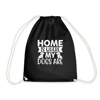 Home is where my dogs are - Drawstring Bag - black - Front
