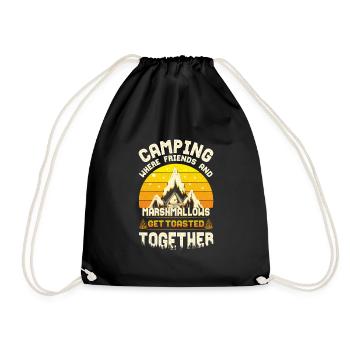 Camper Freunde Natur Outdoor Berge - Turnbeutel - Schwarz - Vorne