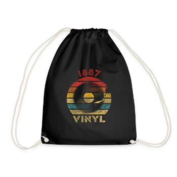 1887 Vinyl Retro Vintage Music - Turnbeutel - Schwarz - Vorne