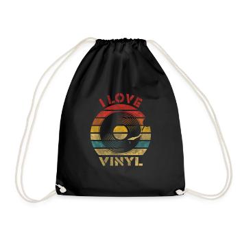 I Love Vinyl Retro Vintage Music - Turnbeutel - Schwarz - Vorne