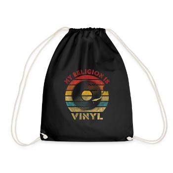 My Religion is Vinyl Retro Vintage Music - Turnbeutel - Schwarz - Vorne